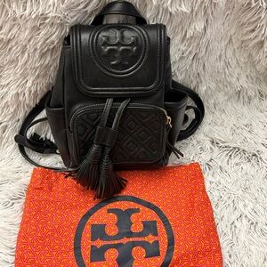 Tory Burch small black leather backpack